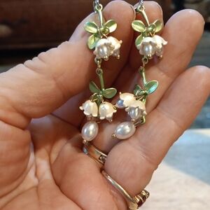 3/$9 Elegant Floral Faux Pearl Drop Earrings